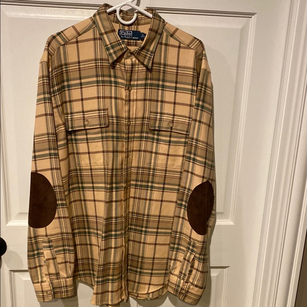 Polo by Ralph Lauren Tan and Brown Casual Button Down Shirt